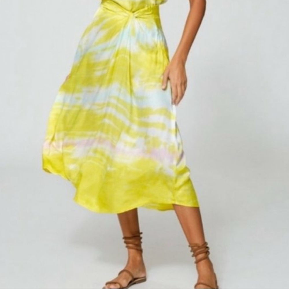 Young Fabulous & Broke Yellow Asymmetrical Midi Skirt